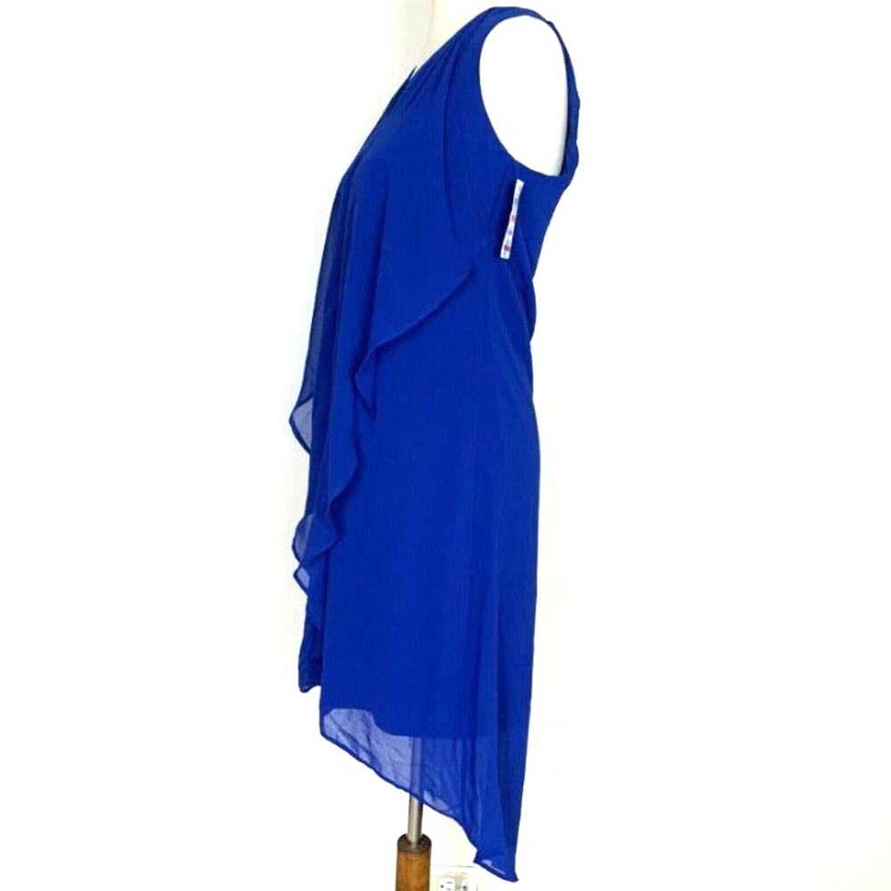 INC Royal Blue Ruffled V-Neck Midi Dress Size Small NEW - Picture 3 of 8